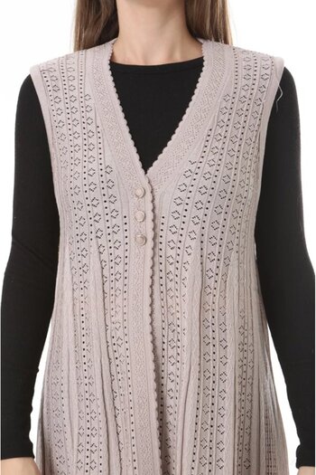 Fresh&Moda Women's Knitwear Seasonal Araboy Mercerized Large Size Mother Vest