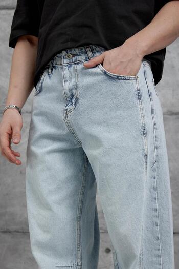 NOMARC Ανοιχτό μπλε αντίκα και λείαντας Relax Baggy Jean