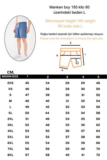 RELAXL %100 Pamuk Bol Kalıp Kadın Erkek Kısa Yazlık Şort İndigo Mavi