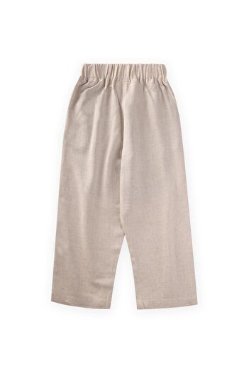 Cigit Two Color Linen Trousers 2-7 Years Khaki Green