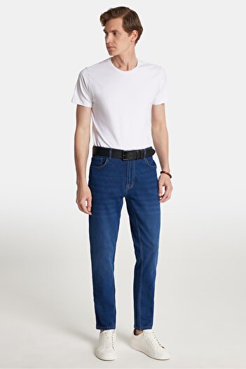 Tudors Erkek Regular Fit Normal Kesim Denim Yıkamalı Düz Paça Lacivert Jean Kot Pantolon