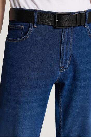 Tudors Erkek Regular Fit Normal Kesim Denim Yıkamalı Düz Paça Lacivert Jean Kot Pantolon