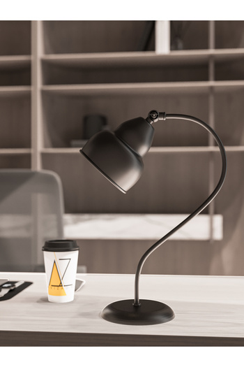 avizade Lunera Noir Black Curved Metal Table Lamp |   90 °   Adjustable Headboard |   E27 Lampholder