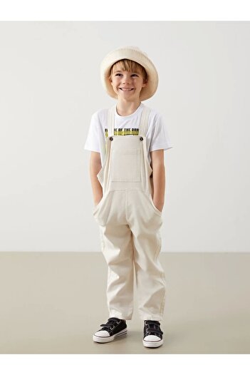 LC Waikiki Lcw Kids Beige Square Collar Gabardine Male Child Salopet