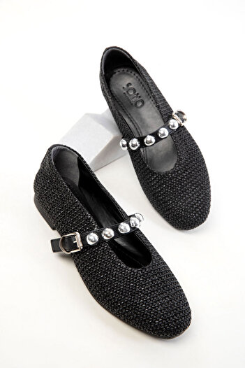 SOHO 20485 Black Straw Women's Ballerinas