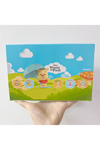 Miniso 6Pcs Aset Disney Pooh Bear Rainy Season Themed Series Blind Box Toys Anime Action Figure Model Colle