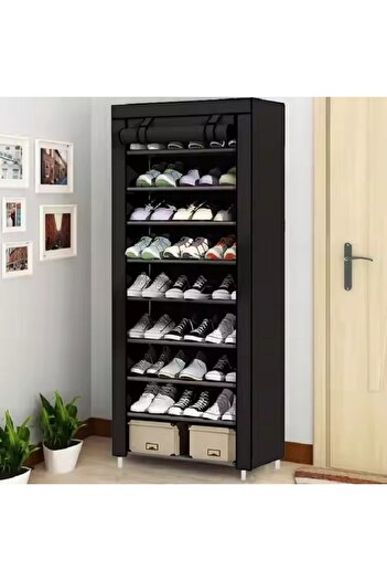 rexa 9-Tier Shoe Rack Organizer – Portable Shoe Shelf with Nonwoven Fabric Cover for Closet