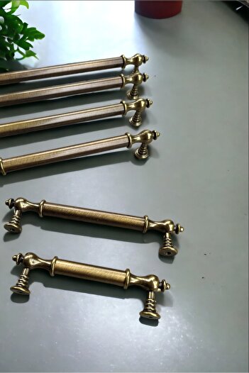 Dizaynhouse 160 mm Antik Sarı Elegant Serisi Eskitme Kulp Dolap ve Çekmece için Zarif Mobilya Kulpu