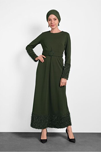 Alvina 40230 Model Sequined Dress with Belt
