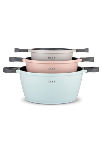 Zass Set of 3 non-stick pressure-cast aluminum pots Zass Gourmet ZG-ACS 02, Pastel