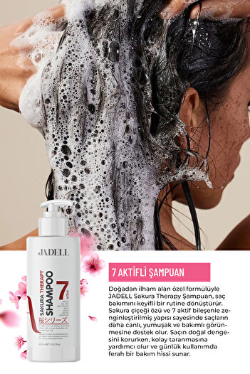 JADELL Sakura Therapy Shampoo 7active ( Sakura Çiçeği,biotin,keratin,vitamin B5 ) Onarıcı Besleyici Şampuan
