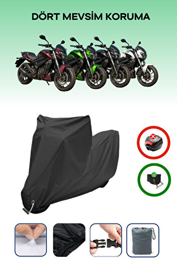 Breen Black, Motor Cover Compatible with Bajaj Dominar Models Motorcycle Tarpaulin Lock Compatible, 4Seasonprotection