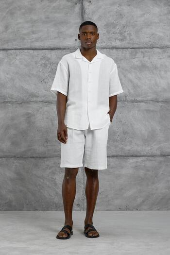 NOMARC Λευκό Nmrc Muslin κοντομάνικο πουκάμισο Oversize