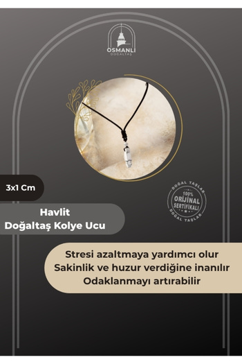 OSMANLI DOĞAL TAŞ Certified Howlite Natural Stone Pendant 3x1 Cm Ku036