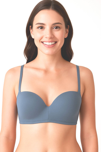 LİBELLA İÇ GİYİM Women's Laser Cut Comfortable Bra – Seamless and Non-Supportive – Micro Strapless Bra – Blue Color