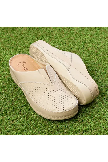 Tellus Medical Leather Clogs for Women 'Tellus' 25-06, Beige