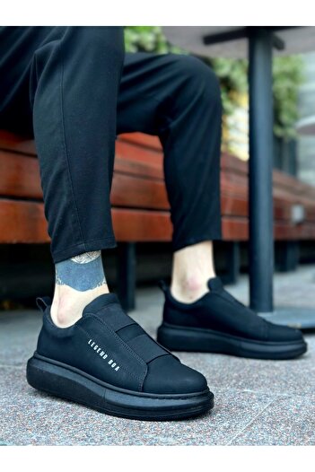 Lavish Gold BA0307 BOA Thick High Sole Double Tape Black Men's Shoes