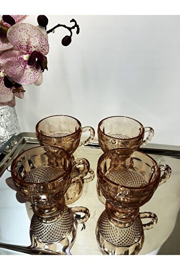 DECOSTYLE Coco Renkli 4-lü Çay Fincanı Gül Kurusu