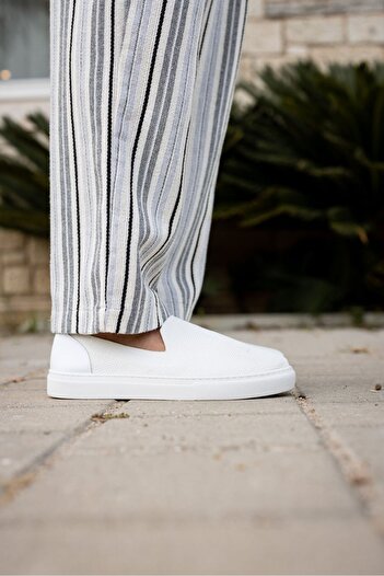 by selvi Lukka Shoes Men's White knit casual shoes