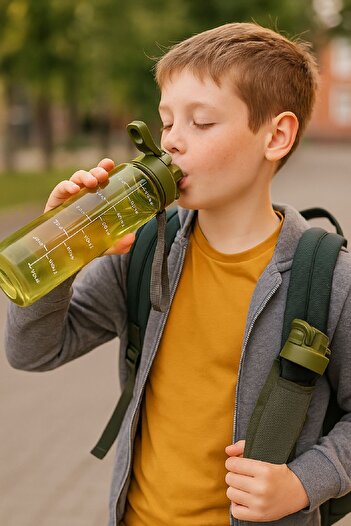Open Home Concept Green Leak-Proof Drip-Proof Water Bottle - 1 Liter School Workplace Gym