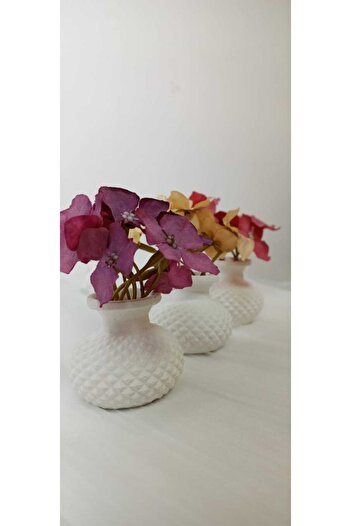 Dekora Çiçek 3-Piece Mini Vase, Ornament, Coffee Side Presentation, Gift, Decorative Mini Set with Flowers