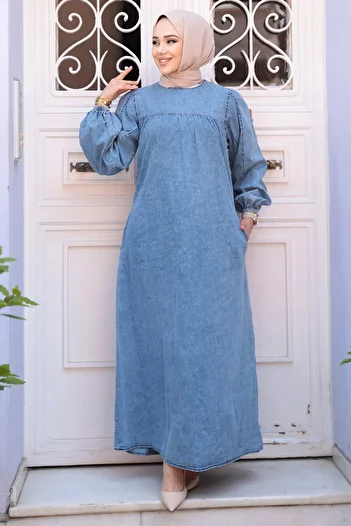 N.S NEVA STYLE Blue Hijab Denim Dress 19148m