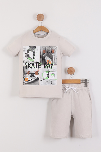 Pollito Boys Skate Day Printed T-Shirt Shorts 2-Piece Set