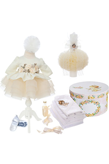 Recostore Girls' baptism set, angel Mayra model, trouser, dress and candle, REC3170