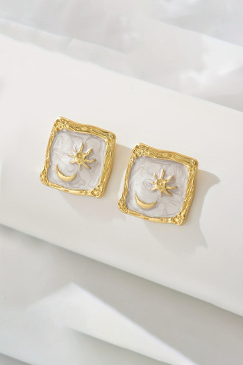 Glaren Moon Star Enamel Gold Color Women's Earrings