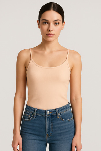 HNX Peach Cotton Thin Strap Ribbed Women's Athlete
