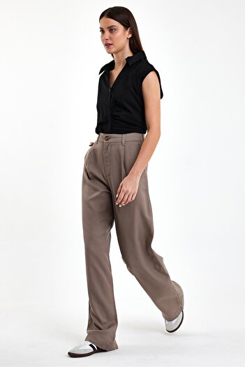VENA Mink Palazzo Fabric - Women's Wide Leg Trousers (Lyocell)