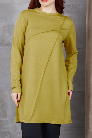 DPARİS Ribbed Side Slit Crew Neck Tunic
