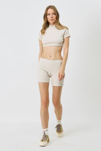C&City Kadın Fitilli Örme Uzun Boxer 931 Bej