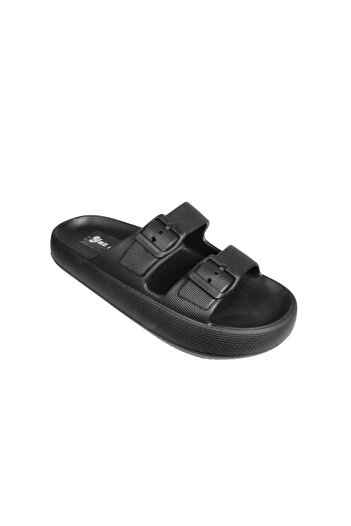 Akınal Bella AKINBELLA Men's - Black Navy Blue Double Banded, Buckle Rubber Sole Sea and Garden Slippers