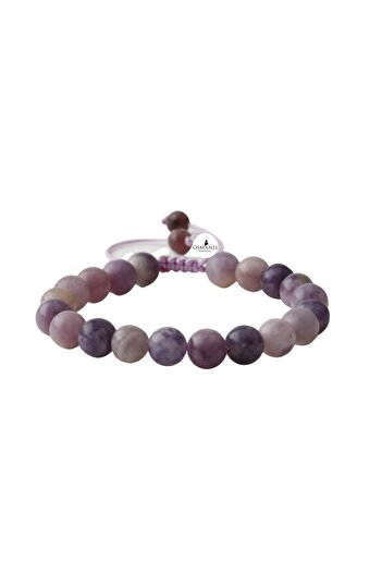 OSMANLI DOĞAL TAŞ Lepidolit 8mm Ladder Closure Natural Stone Bracelet