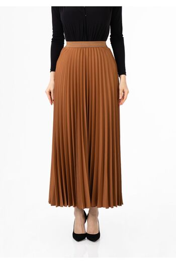 G-Line Hazelnut Color Maxi Size Elastic Waist Pleated Skirt
