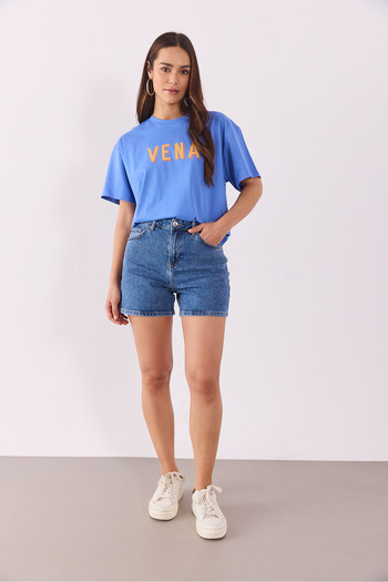 VENA Jolie Bermuda Dark Blue Jean Shorts - Dark Blue