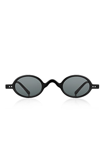 Kinary Round Unisex Sunglasses Black Shiny 1028