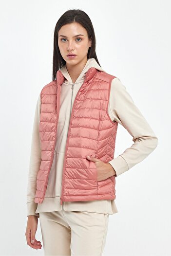 VENA Sophia Women's Basic Puffer Vest - Dusty Rose