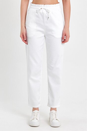 VENA Marla High Waist Slouchy Trousers - White