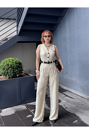 Bak'ap Premium Summer Linen Belted Jumpsuit