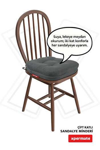 XPERMATE Double Layer Chair Cushion Zippered Washable Cover Laced Water and Oil Repellent 42X42X8 Anthracite