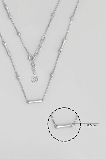 So CHIC... Minimal Dizayn 18 Ayar Beyaz Altın Kaplama 45 Cm Gümüş Zincir Kolye