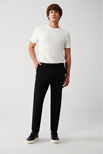 Avva Men's Black Bi-Stretch Side Pocket Chino Pants A31Y3204