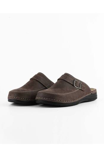DR KLOMPA Men's Sabo - Brown Nubuck - Comfort Supported Structure Stylish Design Soft Sole