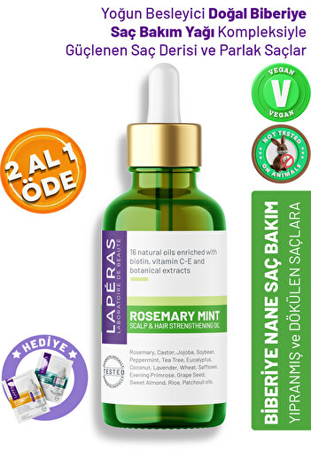 LAPERAS Natural Rosemary Oil Complex Fast Hair Growth Biotinated Vegan Hair Care for Damaged Hair