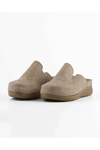 DR KLOMPA Women's Sabo - Beige Nubuck - Comfort Supported Structure Stylish Design Soft Sole Suitable for Daily Use