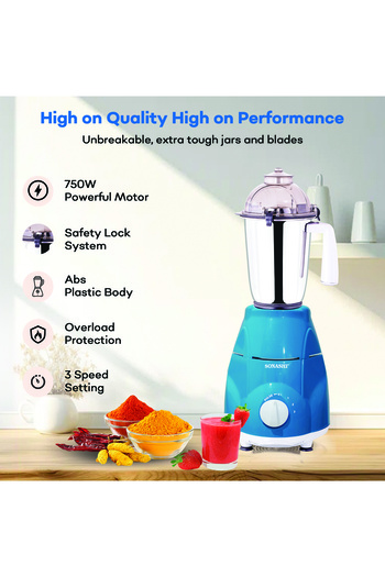 sonashi 3-in-1 Mixer Grinder - Powerful Motor with 3 Speed Setting and Pulse