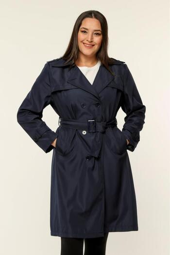 Jamila Medium Size Women's Large Size Seasonal Trench Coat