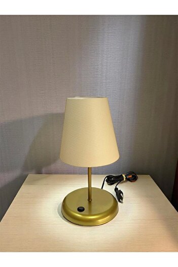 CONANA Lyris - Pvc Lampshade, Mini Table Lamp Ecru Headboard, Gold Leg)